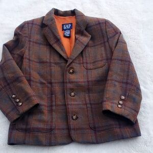 GAP Brown Plaid Kids Jacket Size SMALL